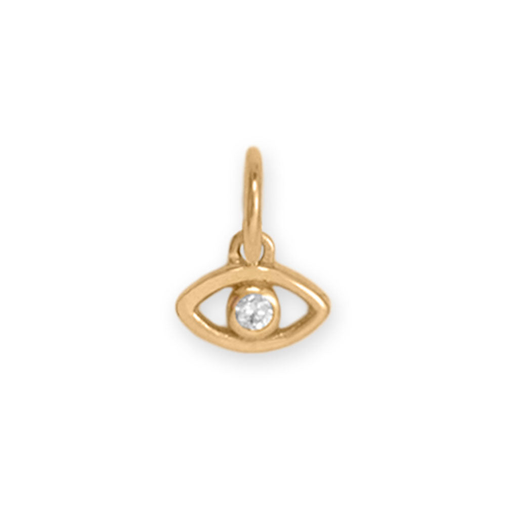 14 Karat Gold Tiny CZ Evil Eye Charm