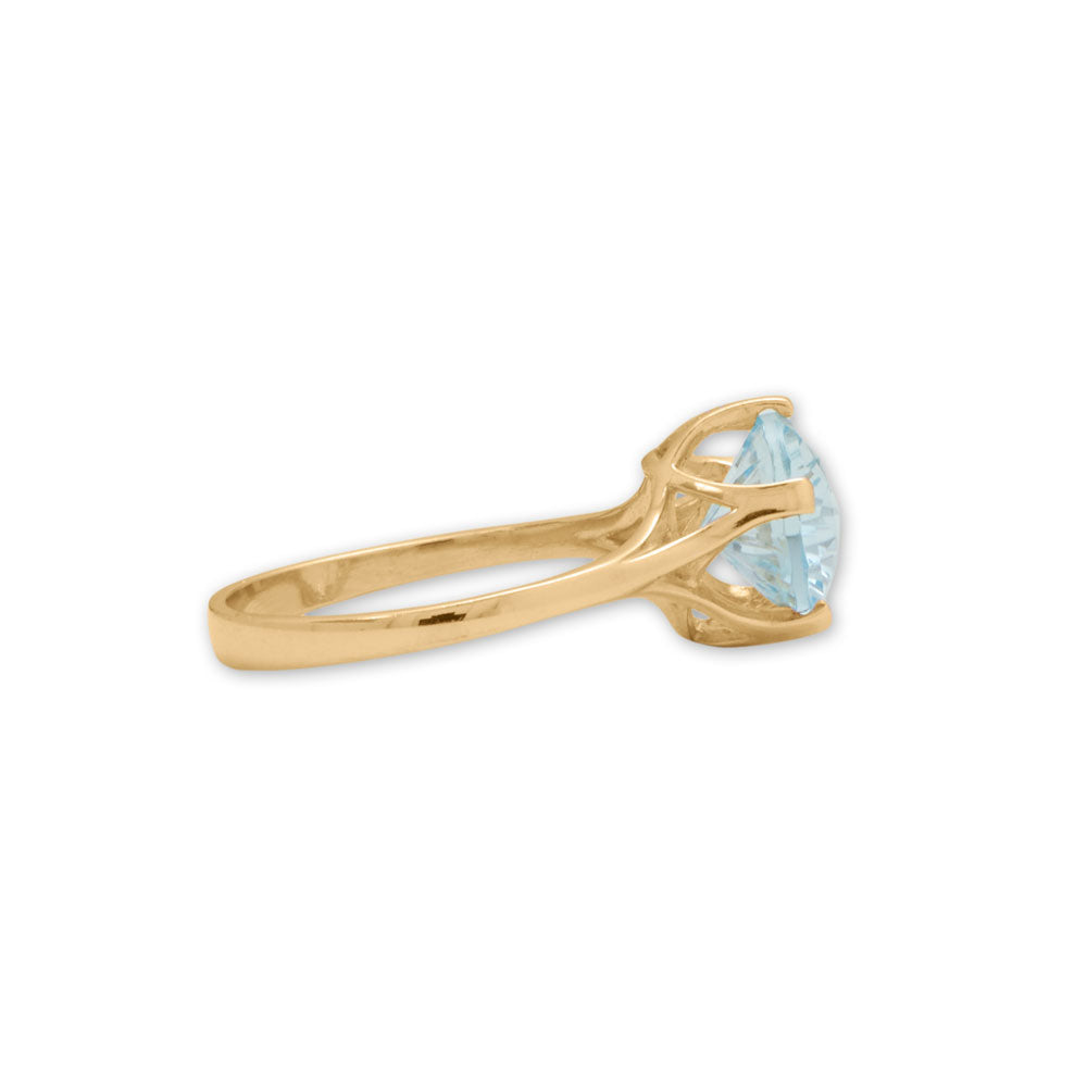 14 Karat Yellow Gold Precision Cut Sky Blue Topaz Ring - Sparks and Gem - Get your rings, bracelet, necklace, earrings, charms, chains, anklets in various colours, newest styles, and designs like beaded, cocktails, wedding bands, statements, geometric, gemstones, spinners, spoons, cushion, baguette, tapered, long, short, collars, chokers, layered, bangles, cuff, studs, climbers, bar, and morej