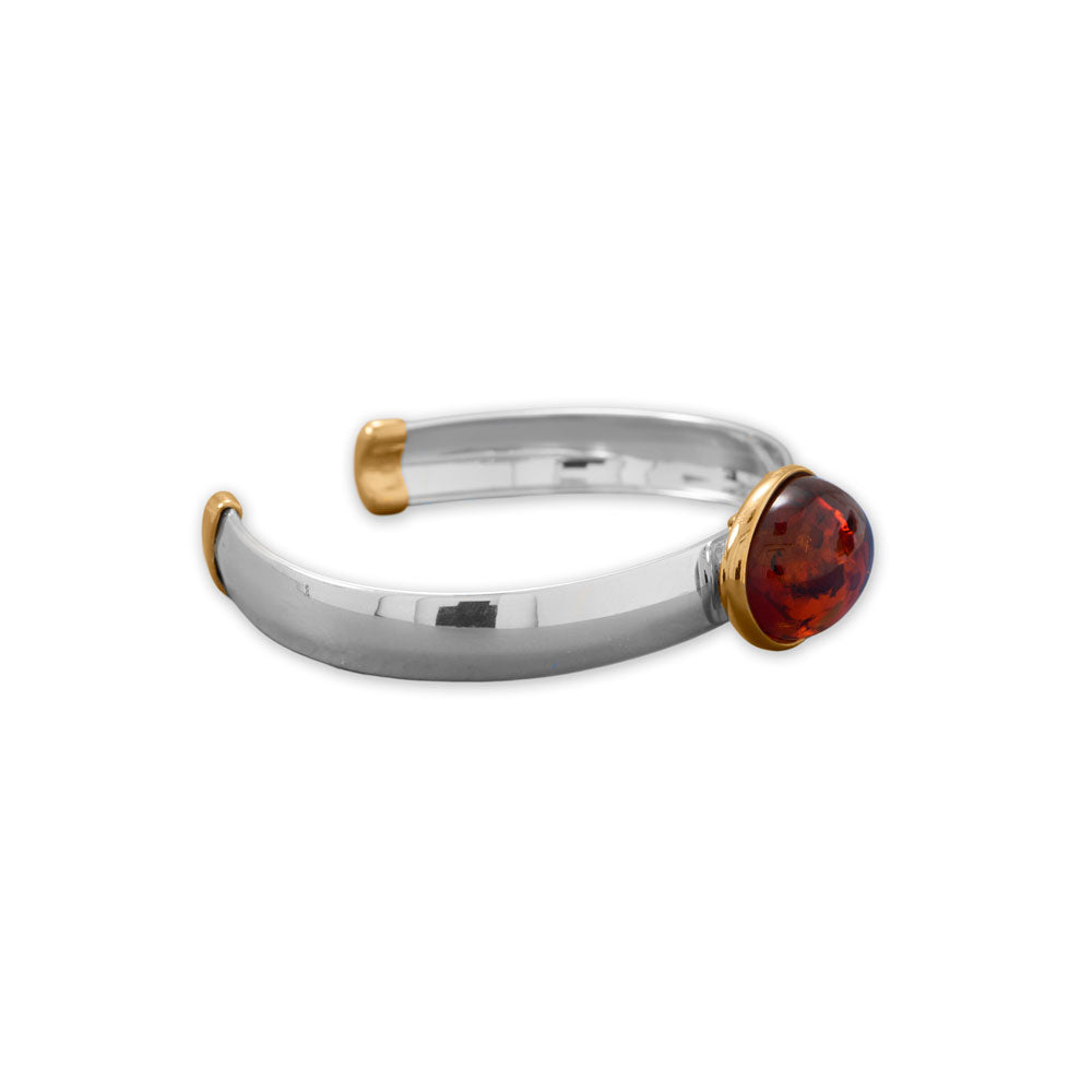 Baltic Amber Flex Cuff Two Tone Cuff Bracelet - Sparks and Gem