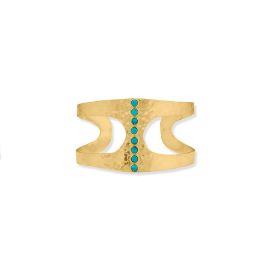 Gold Hammered Turquoise Cuff Bracelet