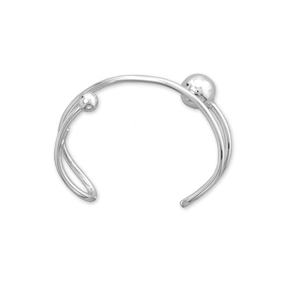 Diagonal 8mm and 12mm Ball Cuff Bracelet