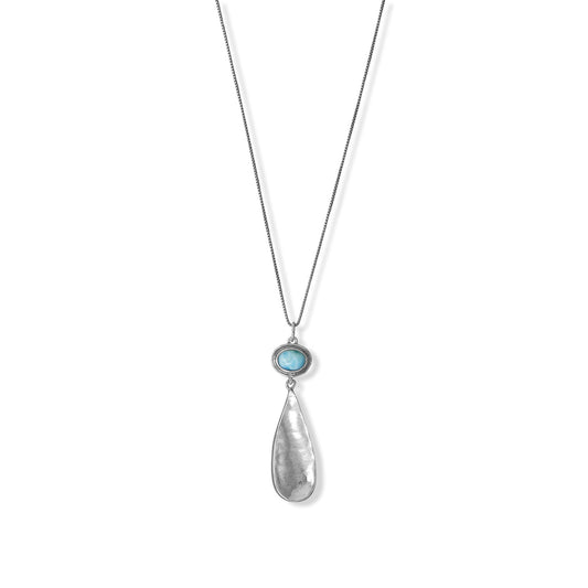 18" Larimar with Pear Drop Necklace-Sparks and Gem