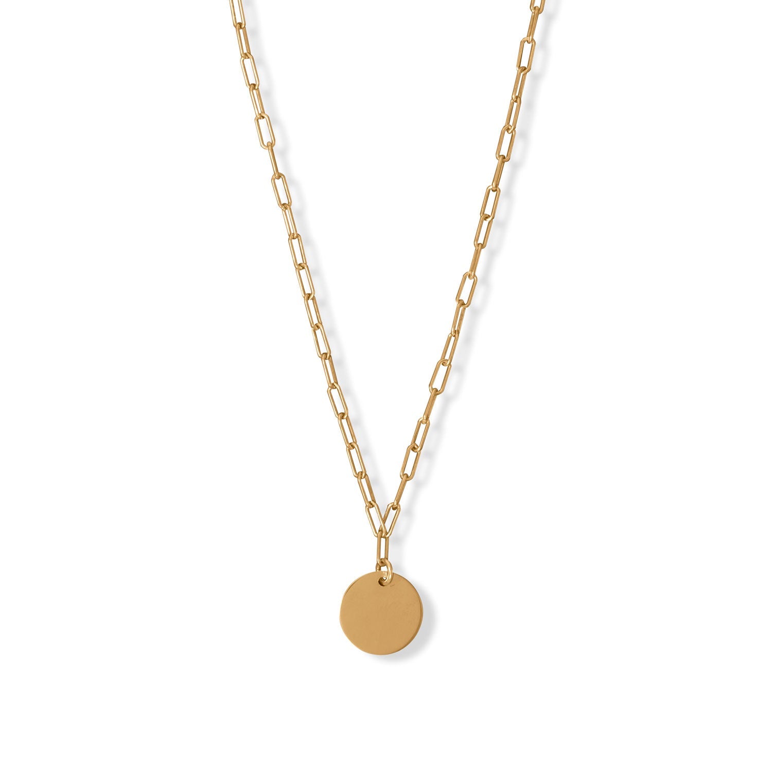 16" + 2" Engravable Disk Gold Necklace-Sparks and Gem