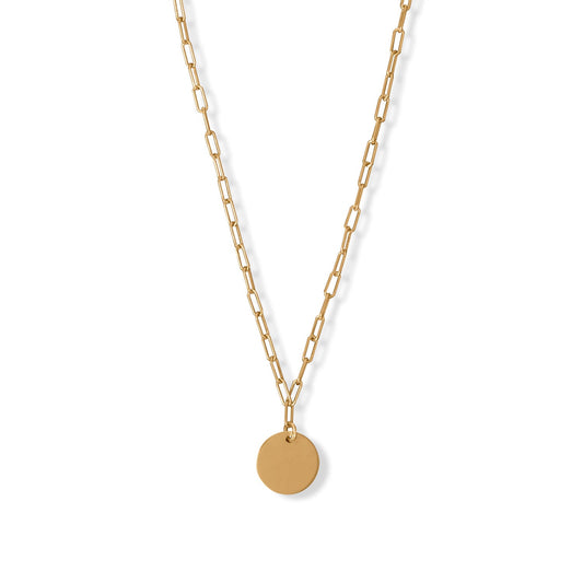 16" + 2" Engravable Disk Gold Necklace-Sparks and Gem