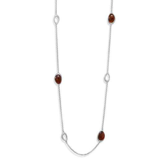 23.5" + 2" Baltic Amber and Open Link Cable Chain Necklace - Sparks and Gem