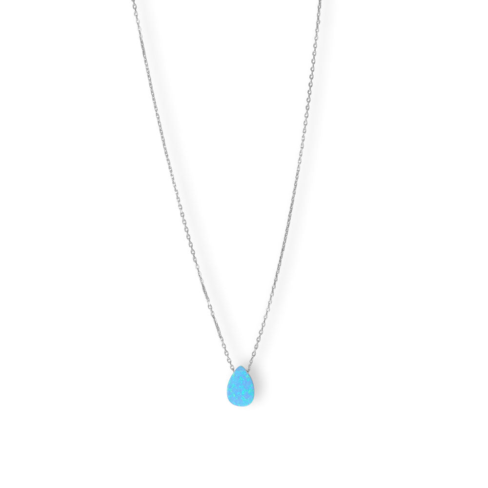 Synthetic Opal Pear Silver Necklace - Sparks and Gem