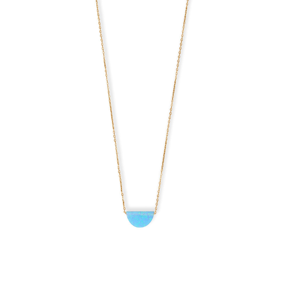 16" + 2" Synthetic Opal Semicircle Necklace-Sparks and Gem