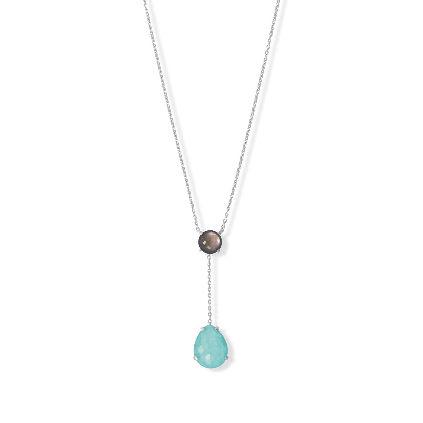 Black Mother of Pearl and Turquoise Drop Necklace - Sparks and Gem