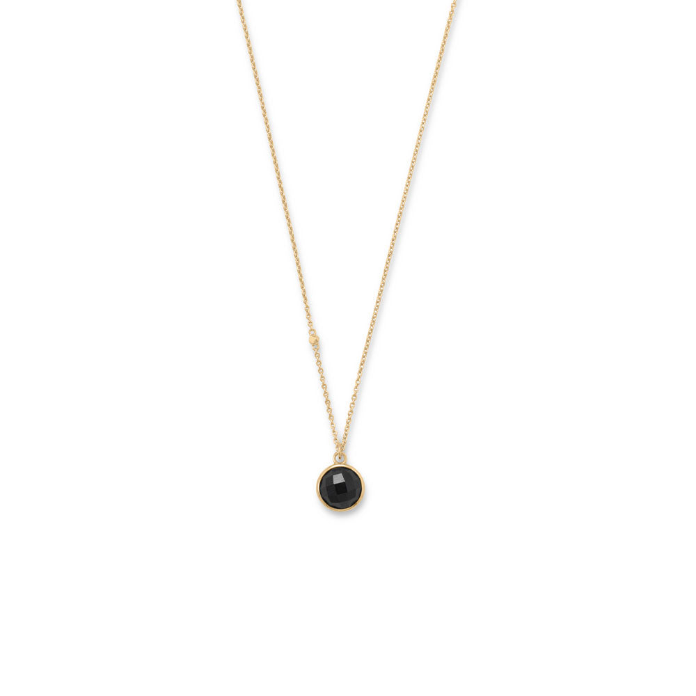 16" + 2" Faceted Black Onyx Necklace