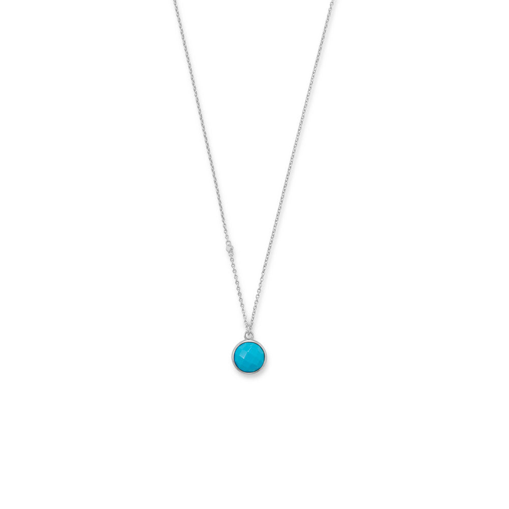 16" + 2" Rhodium Plated Faceted Turquoise Necklace