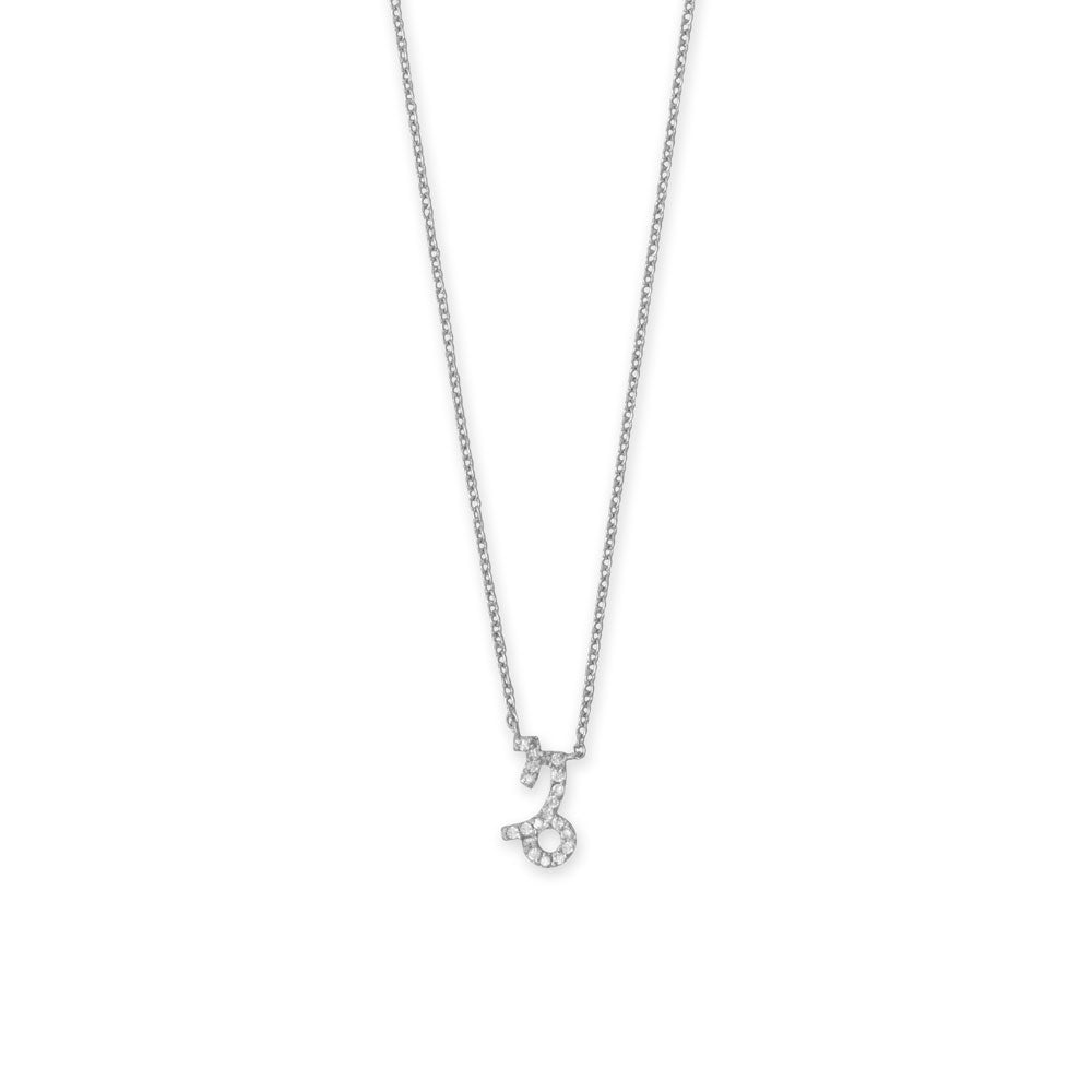 16" Rhodium Plated CZ Zodiac Symbol Necklace (All Signs)