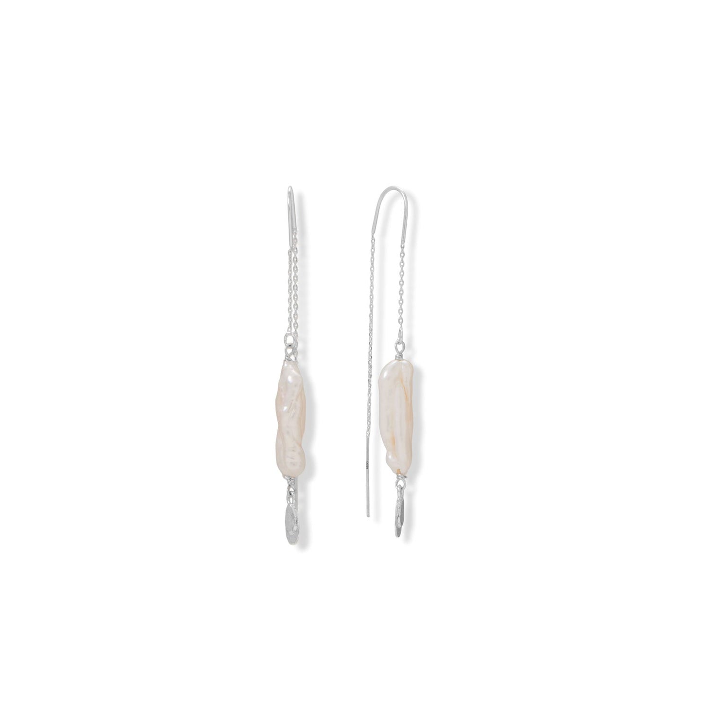 Stick Cultured Freshwater Pearl Threader Earrings-Sparks and Gem