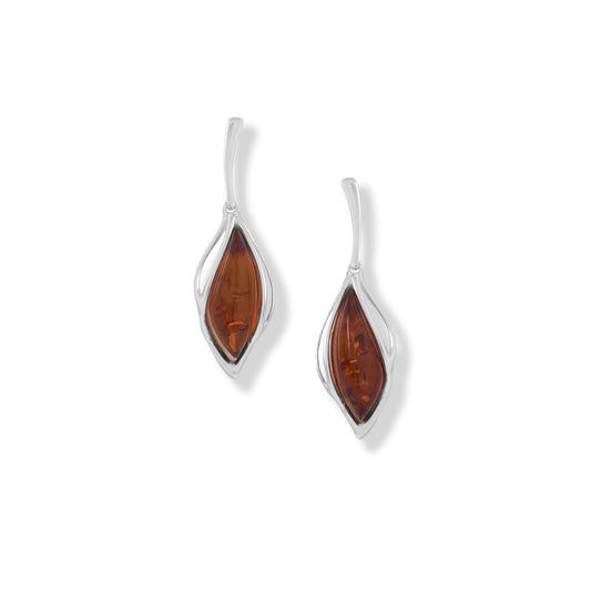 Polished Baltic Amber Cutout Sterling Silver Post Earrings - Sparks and Gem