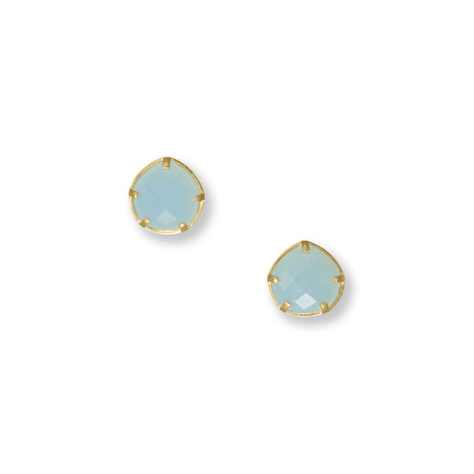 Pear Chalcedony Stud Earrings