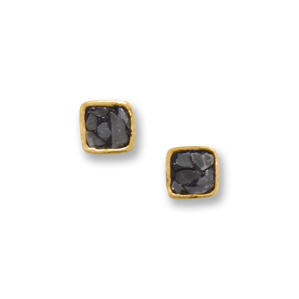 Black Diamond Chip Stud Earrings