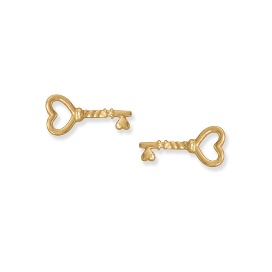 Heart Key Stud Earrings