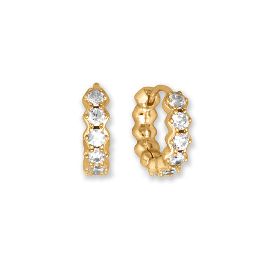 10mm Cubic Zirconia Gold Hoop Earrings - Sparks and Gem