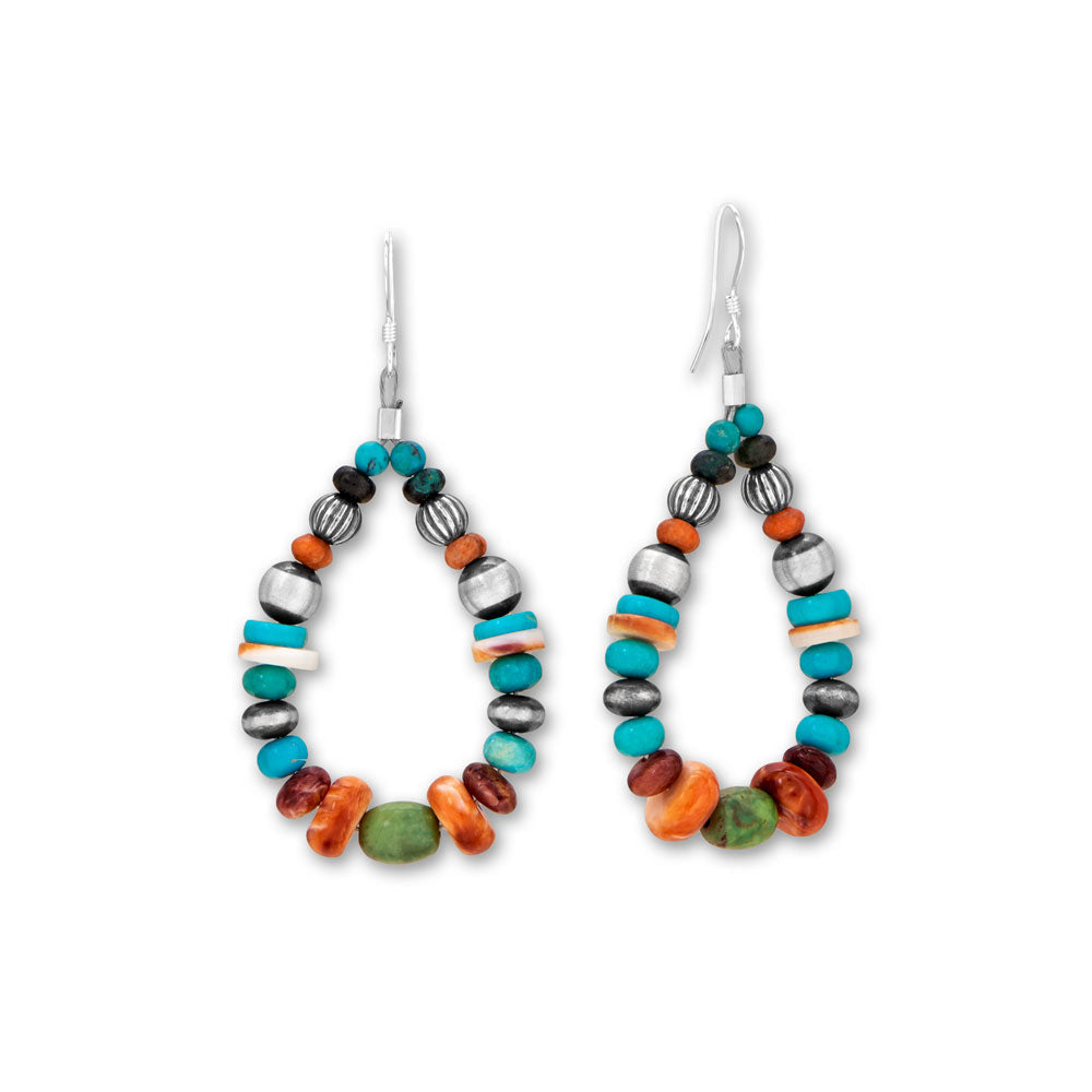 Multi Stone Pear Drop Earrings