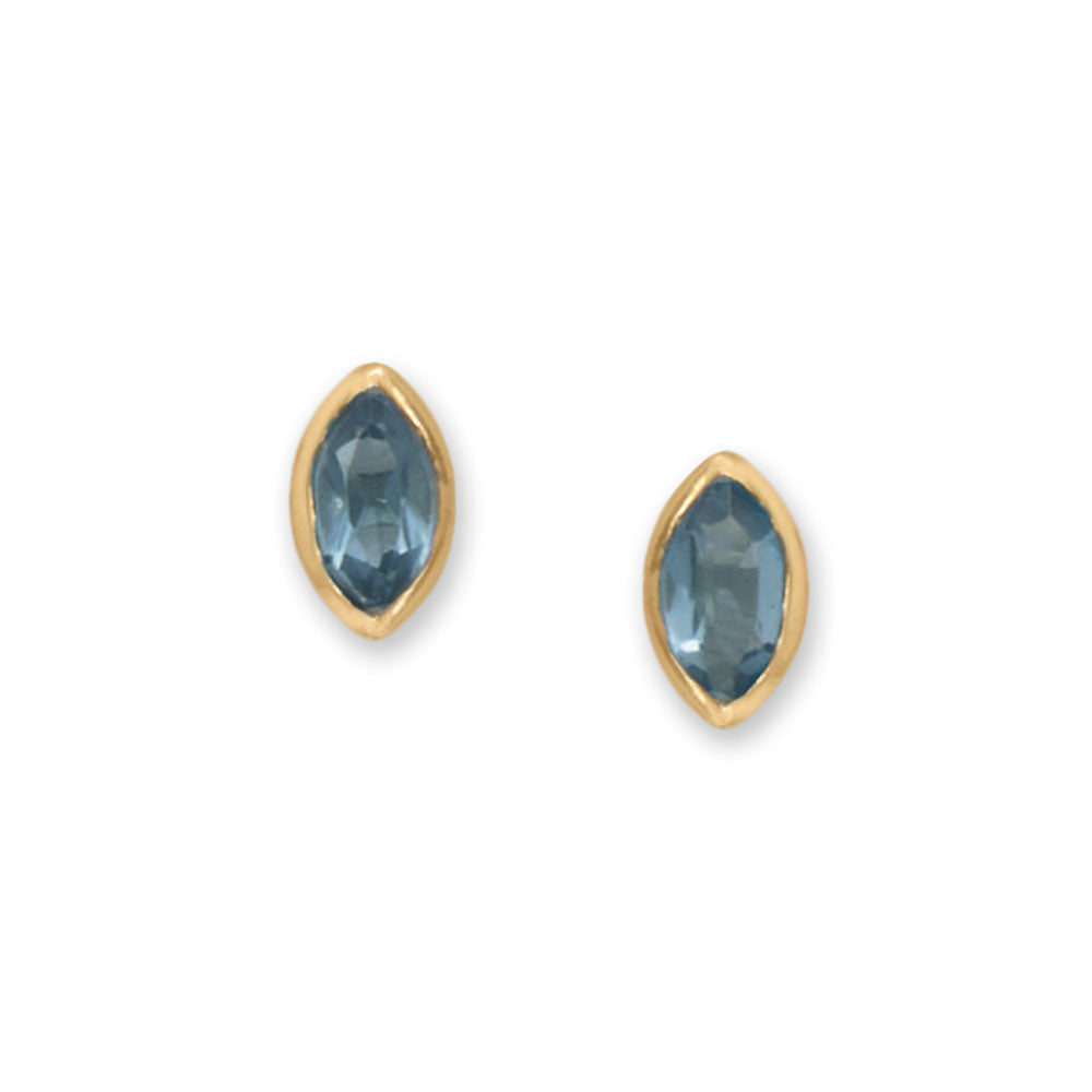 Marquise Blue Glass Stud Earrings