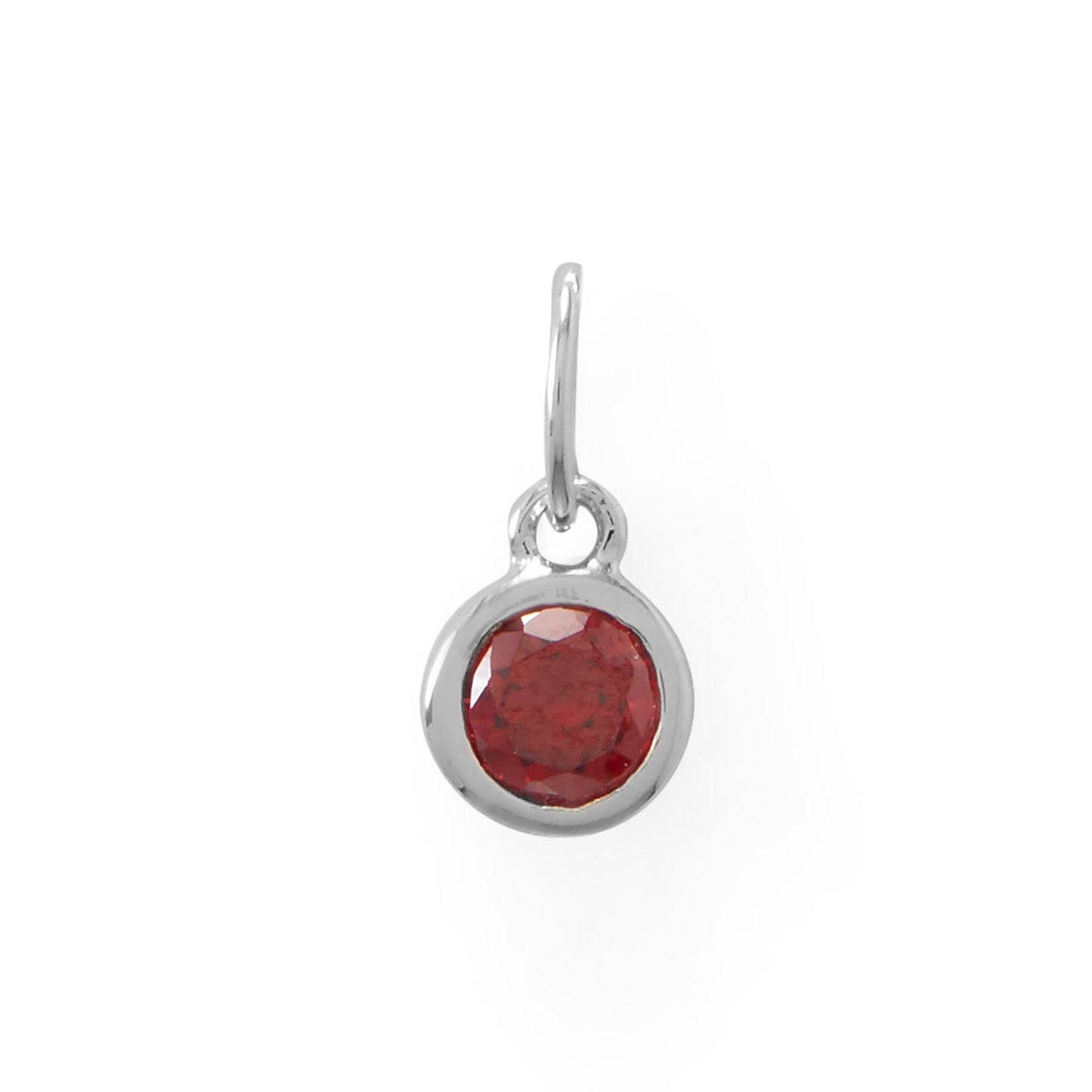 Rhodium Plated Round CZ Birthstones Charm (-December)