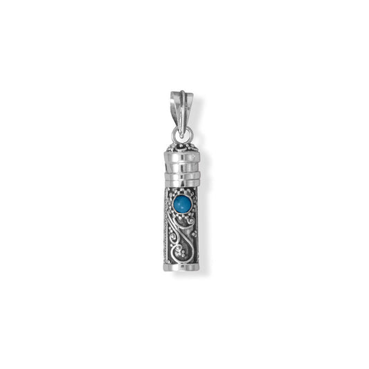 Oxidized Bali Turquoise Memory Keepsake Pendant-Sparks and Gem