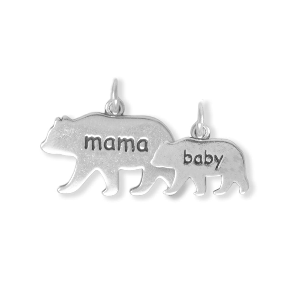 Oxidized "mama" Bear Charm