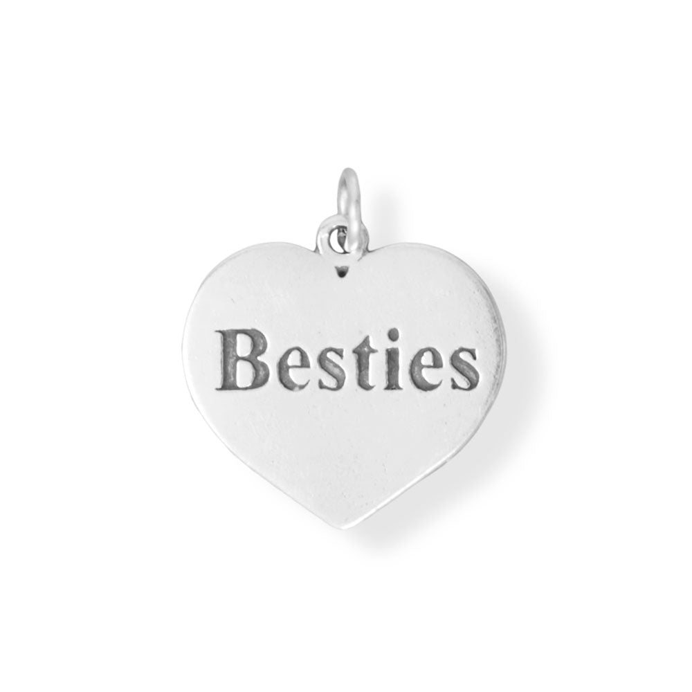 "Besties" Message Heart Charm in Sterling Silver - Sparks and Gem