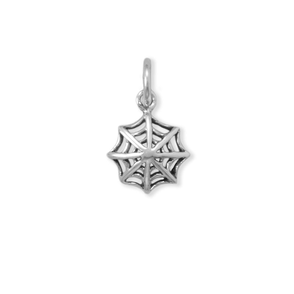 Oxidized Spider Web Charm