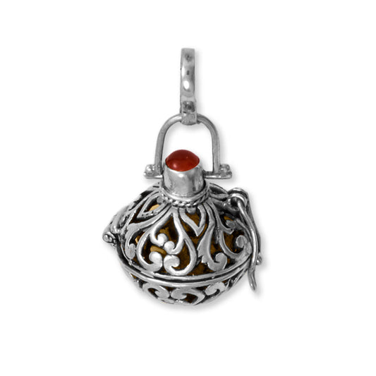 Oxidized Carnelian Harmony Ball Bali Pendant