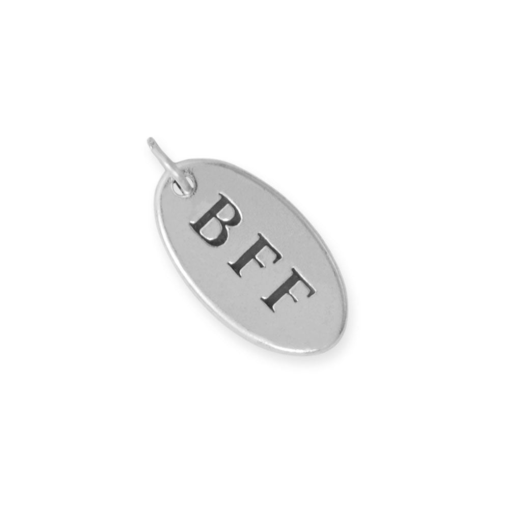 Oxidized Oval "BFF" Tag Charm