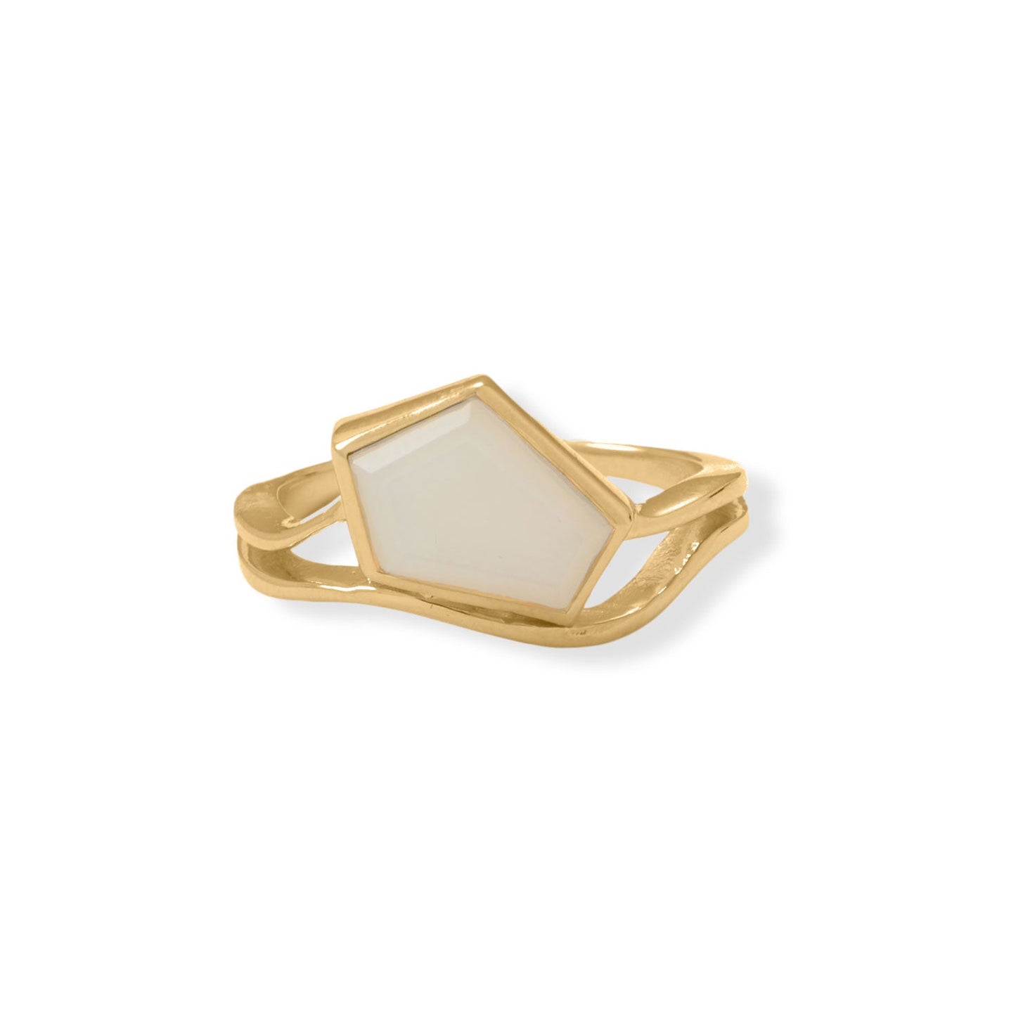 Pentagon Moonstone Gold Ring - Sparks and Gem