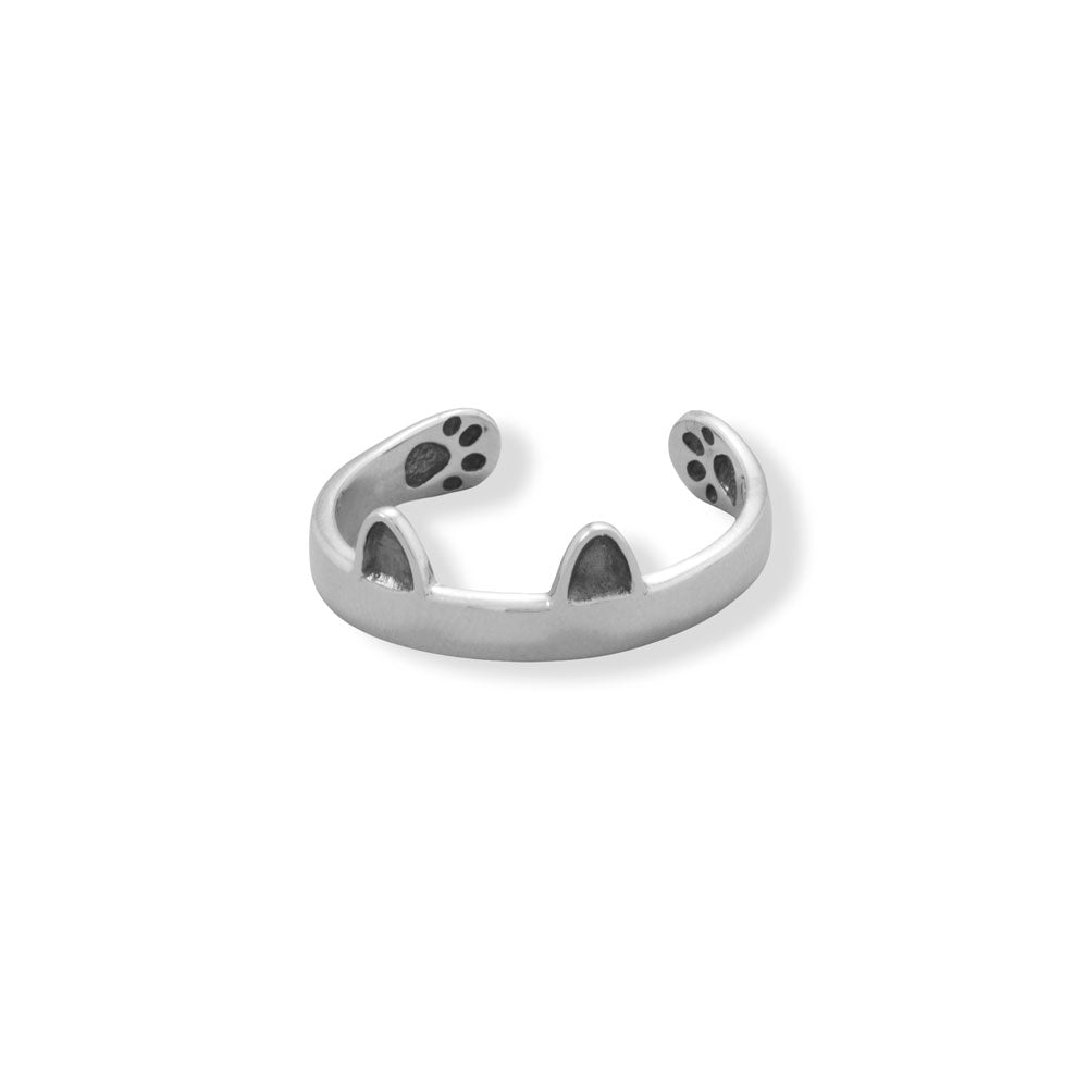 Oxidized Perky Cat Ear Wrap Sterling Silver Ring - Sparks and Gem