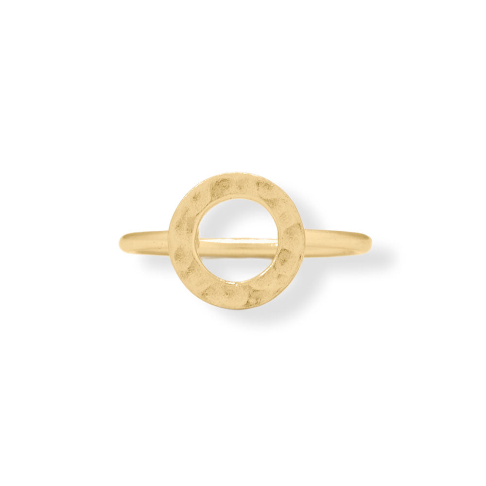 Textured Open Circle Yellow Gold Ring - Sparks and Gem