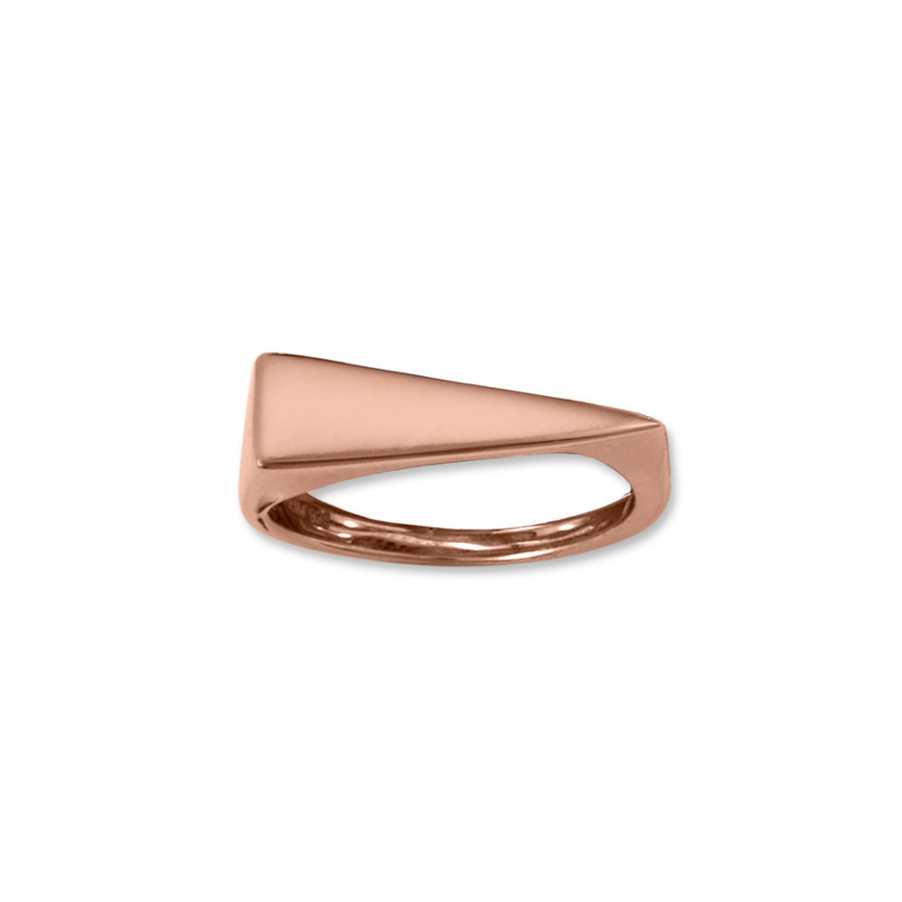 14 Karat Rose Gold Plated Flat Top Triangle Slice Ring - Sparks and Gem - Find your rings, bracelet, necklace, earrings, chains, charms, anklets from this store in various colours, sizes, newest styles and designs like statement, geometric, gemstone, wedding band, layered, tapered, spinners, cocktail, climbers, long short, collars, chokers, bangles, studs, front back cuff, and more