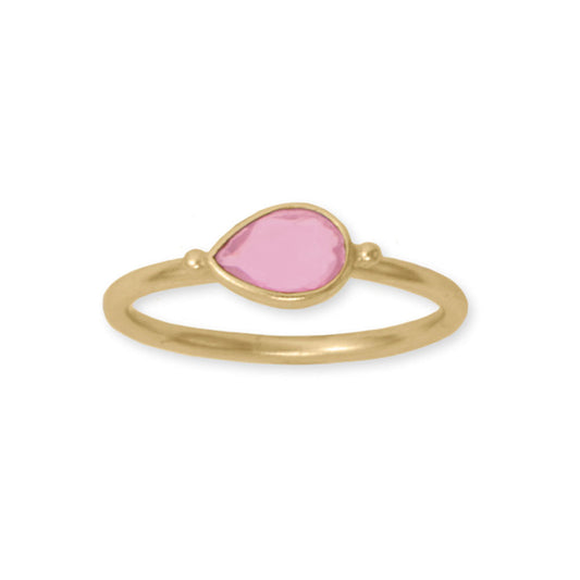 Pink Glass Pear Sterling Silver Ring - Sparks and Gem