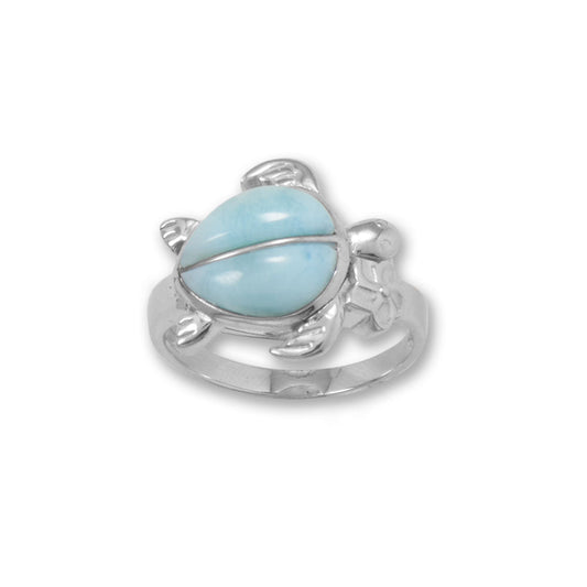 Larimar Sea Turtle Sterling Silver Ring - Sparks and Gem