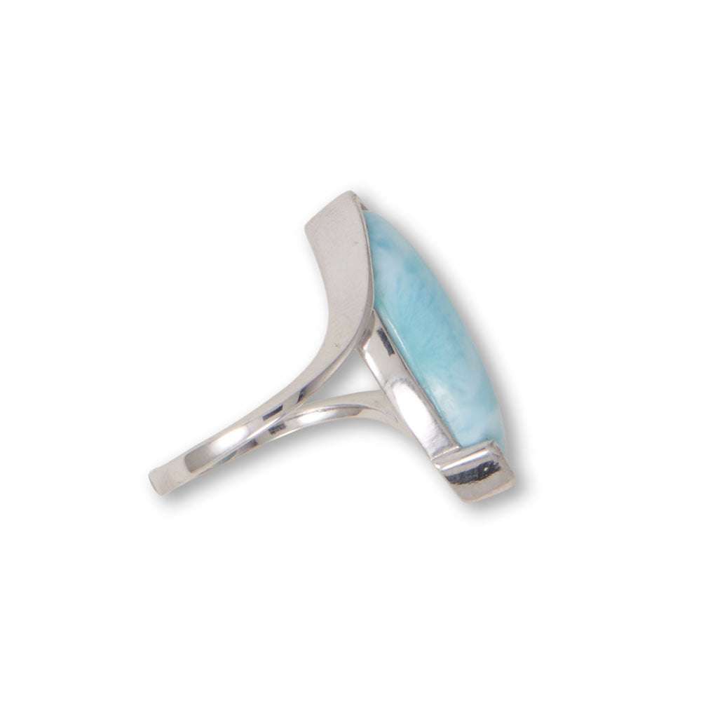 Marquise Larimar Sterling Silver Ring - Sparks and Gem