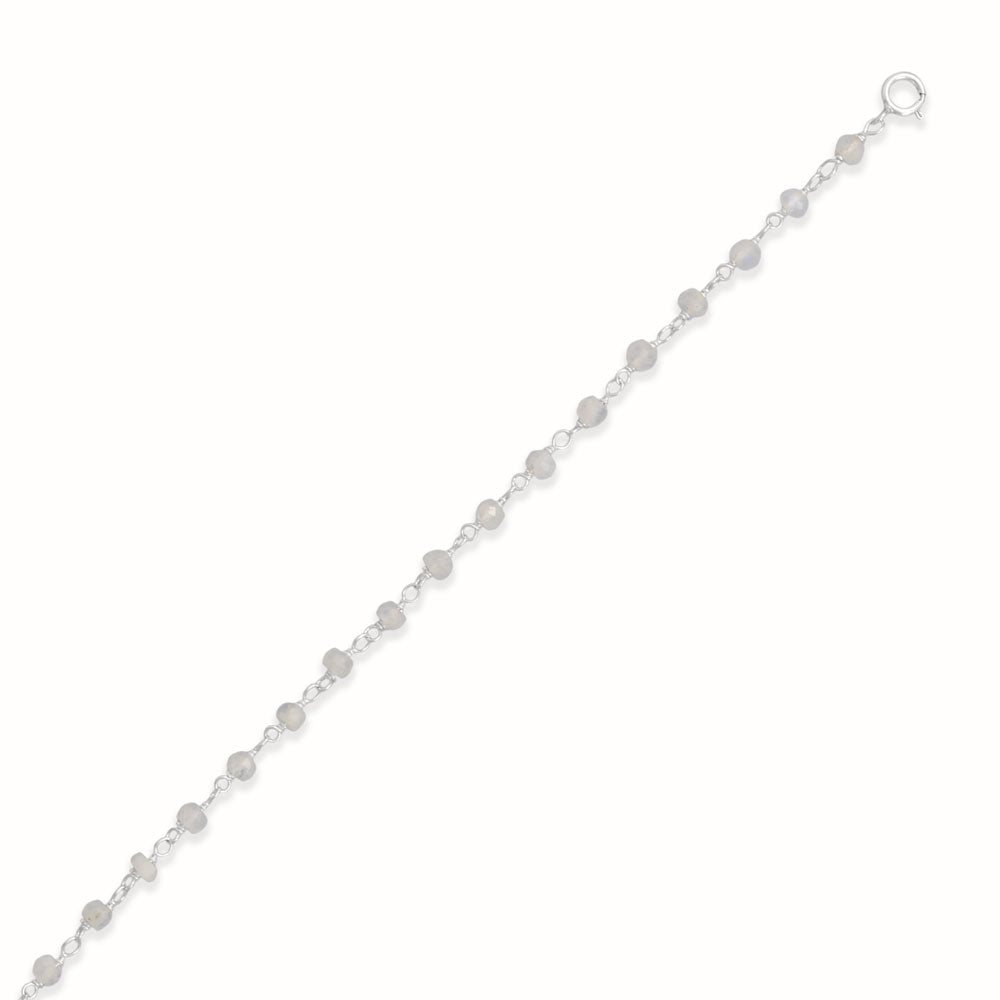 Rainbow Moonstone 9.5" + 1" Bead Anklet