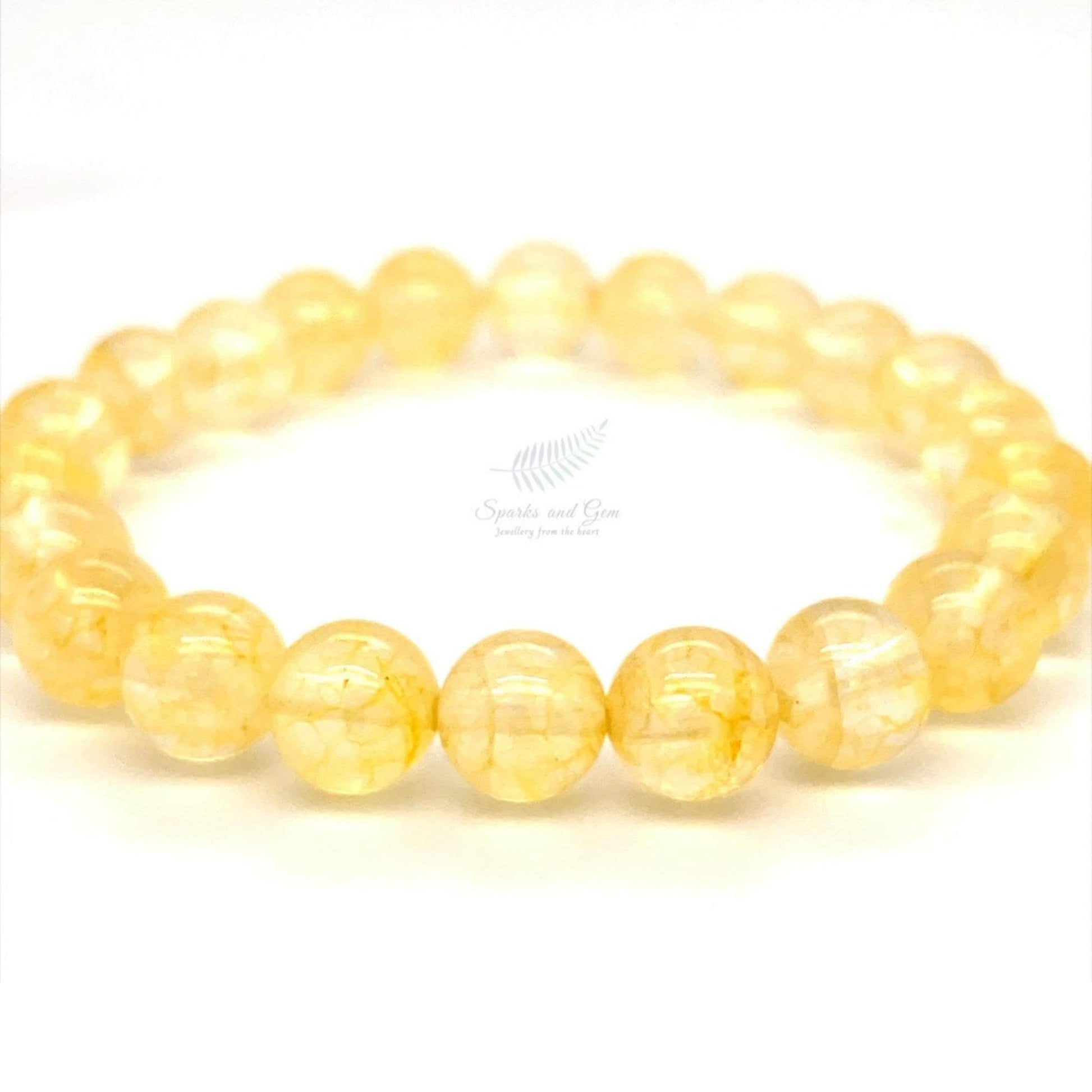 Citrine Beaded Gemstone Stretch Bracelet - Natural, Raw Stone, Great Gift for him or her in many special occasions / Sparks and Gem