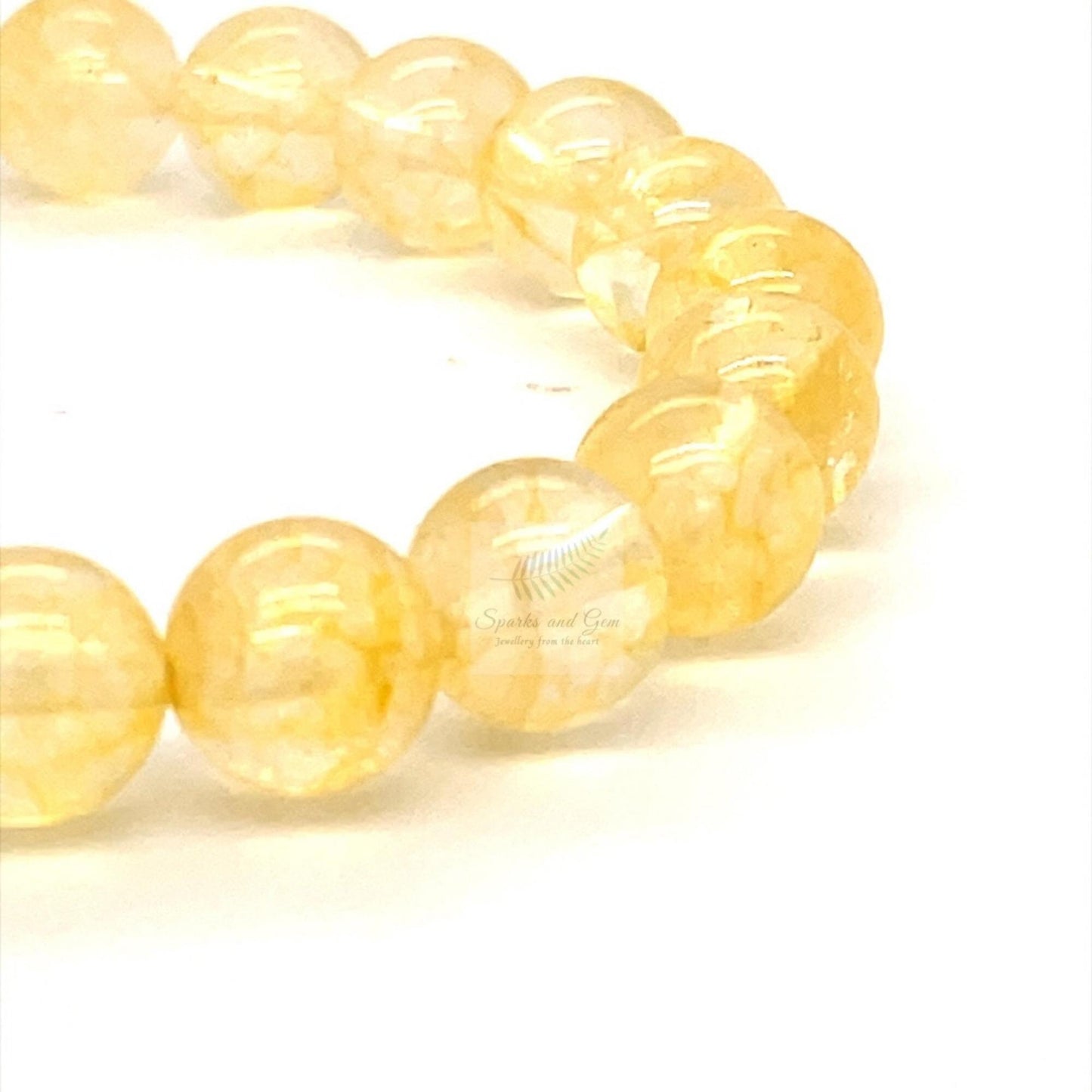 Citrine Beaded Gemstone Stretch Bracelet - Natural, Raw Stone, Great Gift for him or her in many special occasions / Sparks and Gem