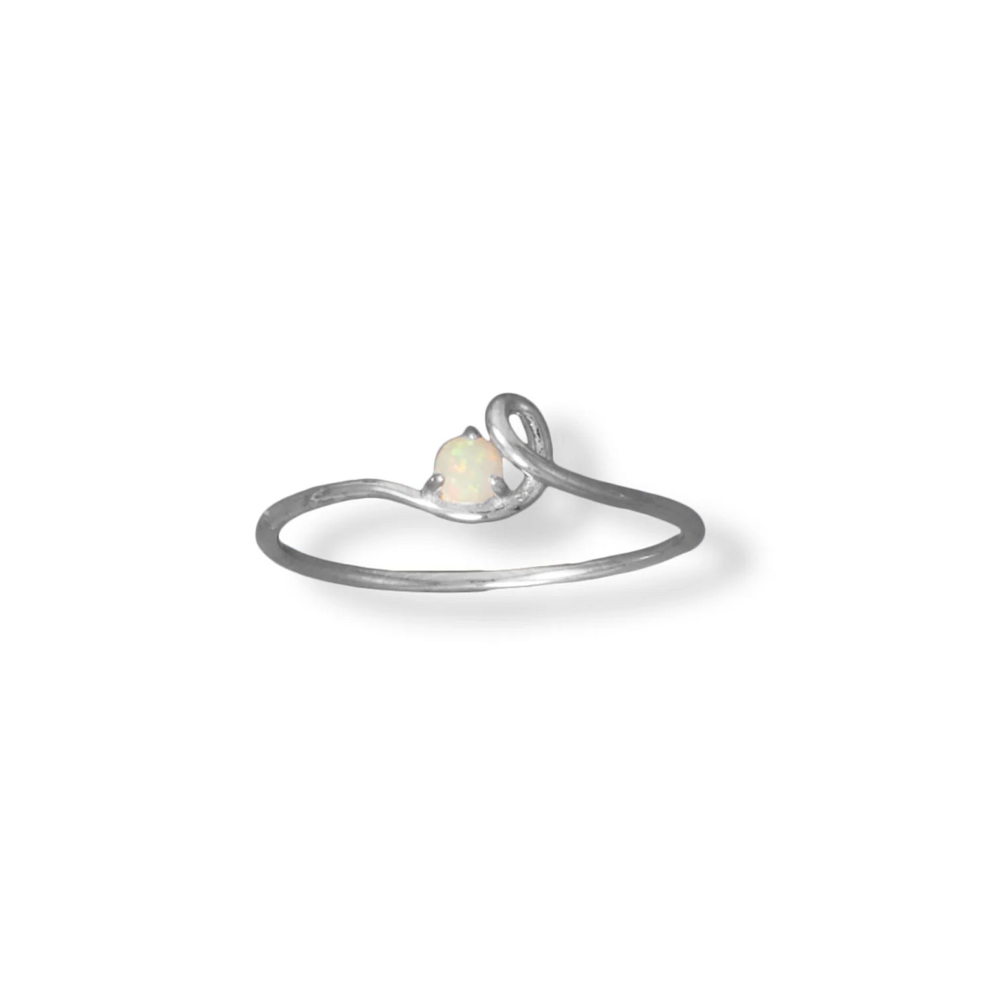 Stackable Synthetic Opal Loop Sterling Silver Ring - Sparks and Gem