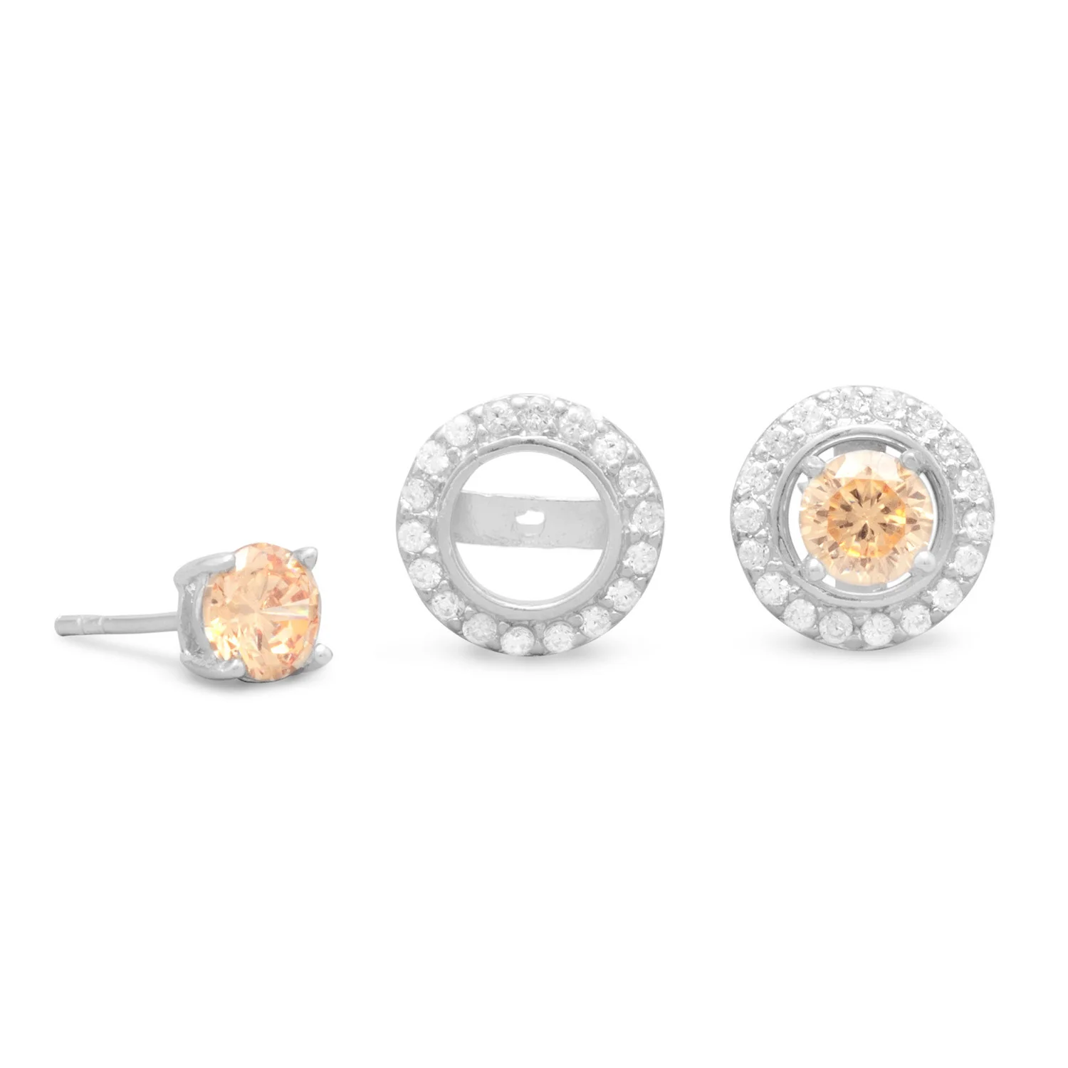 Earrings Frame Jackets with Cubic Zirconia and in Sterling Silver - Sparks and Gem (A+ BBB Rating)