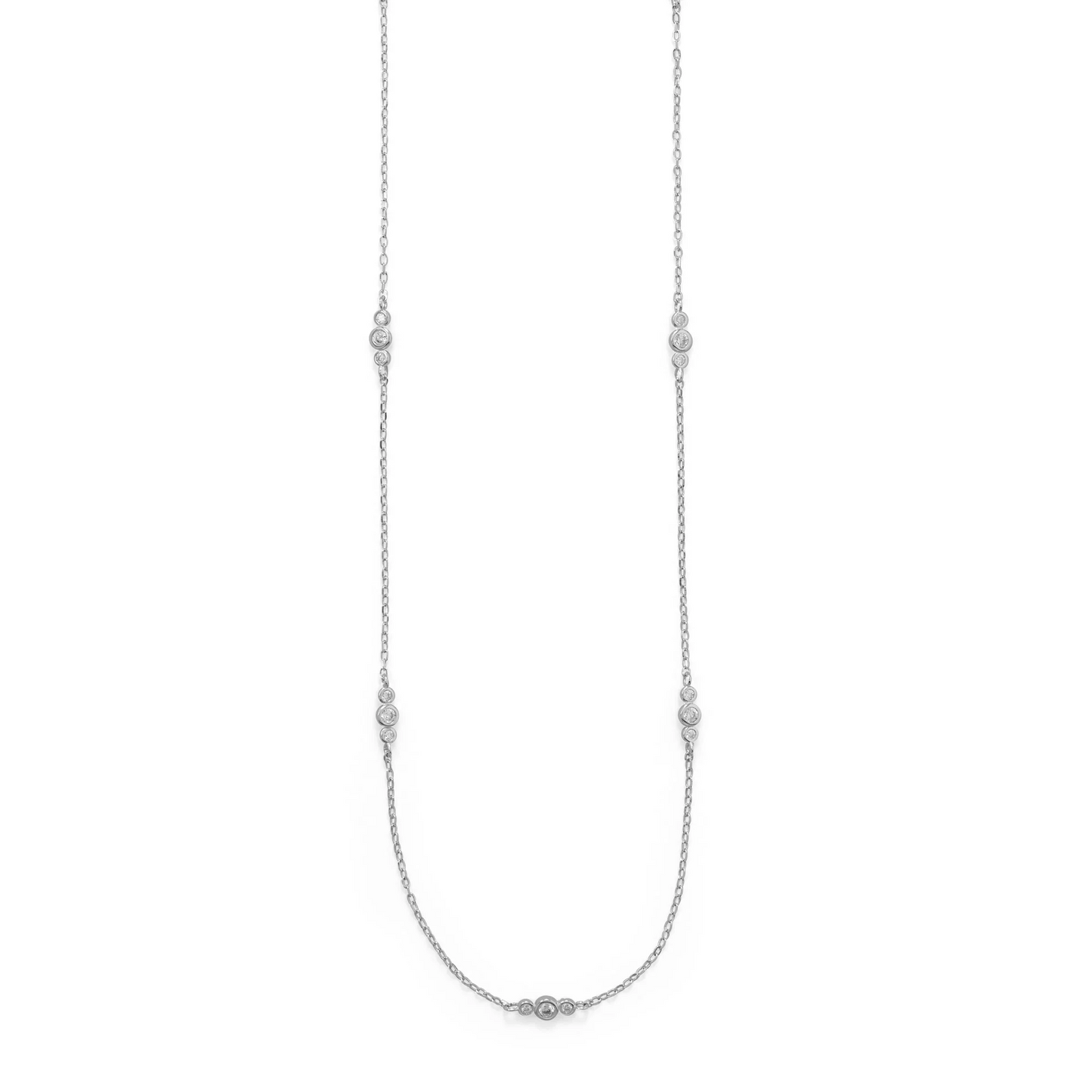 30" 13 Station Cubic Zirconia and Sterling Silver Necklace from Sparks and Gem (A+ BBB Rating)