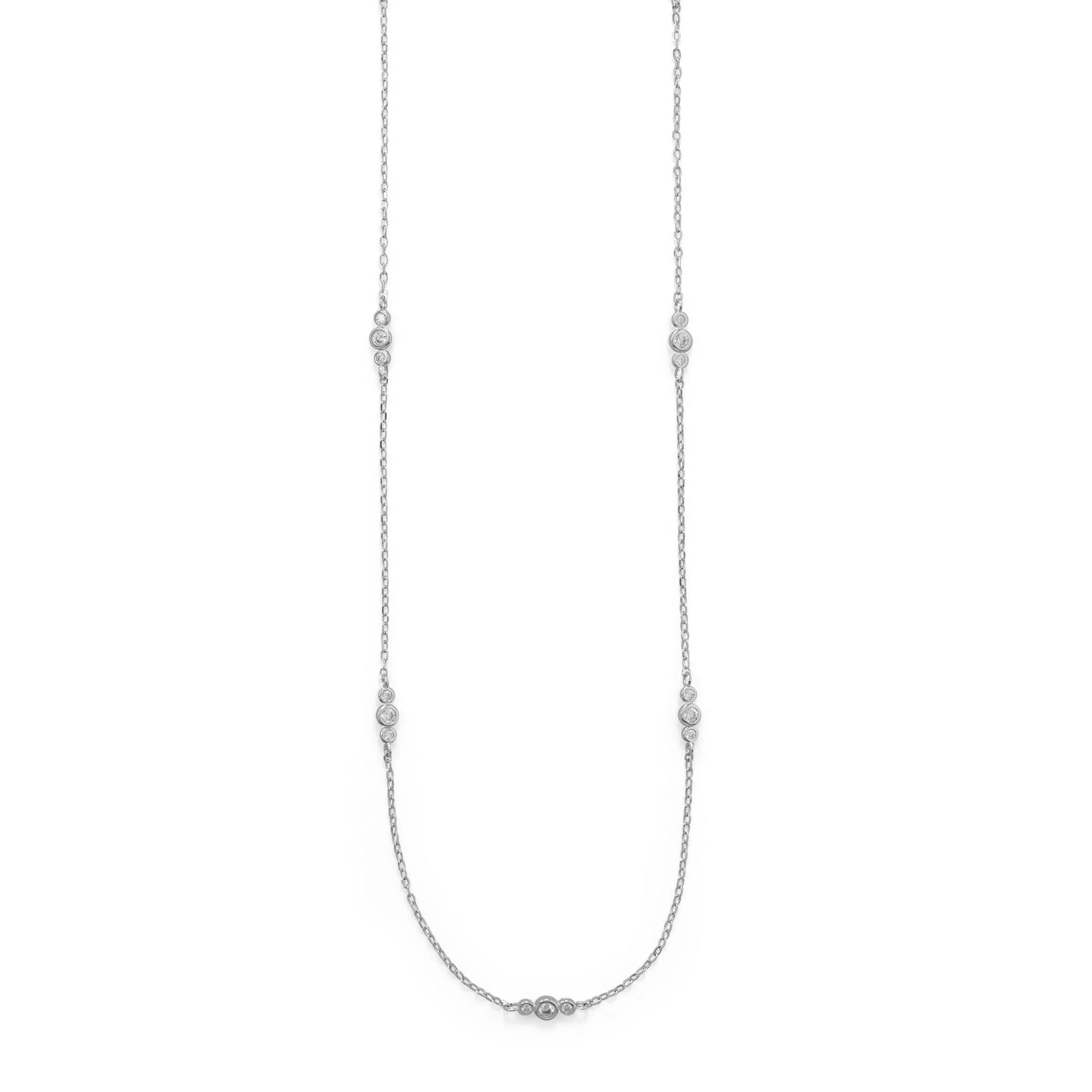 30" 13 Station Cubic Zirconia and Sterling Silver Necklace from Sparks and Gem (A+ BBB Rating)