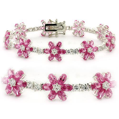 High-Polished 925 Sterling Silver Bracelet with AAA Grade Cubic Zirconia-Sparks and Gem